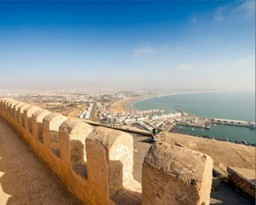 The Kasbah of Agadir Oufella, a historic fortress overlooking the city of Agadir, Morocco, showcasing its ancient walls and panoramic views of the surrounding landscape