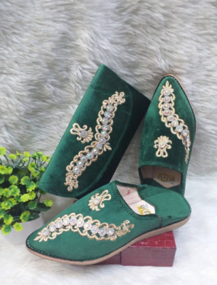 Moroccan balgha, a symbol of traditional footwear, crafted with leather and adorned with intricate designs, reflecting the rich cultural heritage and skilled craftsmanship of Morocco.